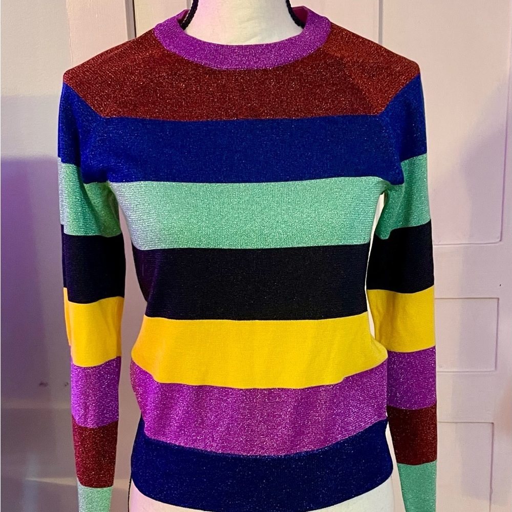 Victoria Beckham sweater. Stripes with sparkle. Fits a small. Like new condition